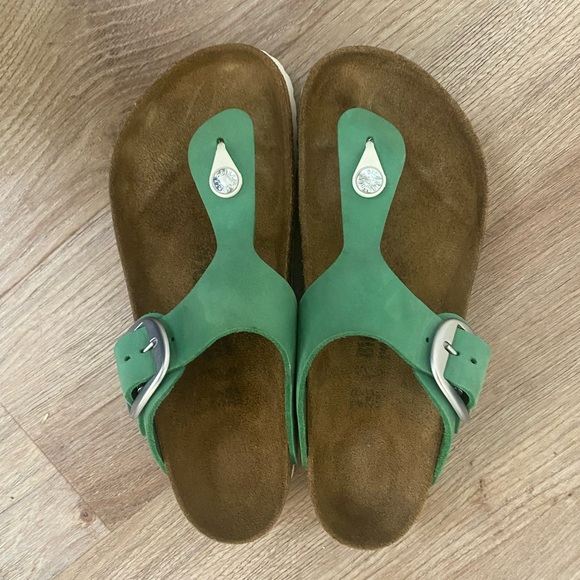Birkenstock Shoes - Birkenstock Women's Gizeh Big Buckle Mint Nubuck Thong Sandals Size 8, EU 39